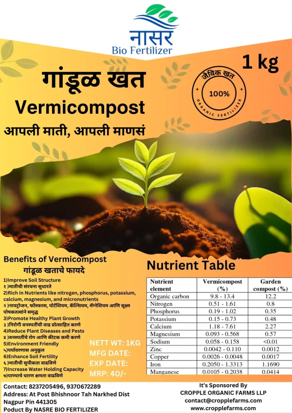 Vermicompost Nasre Biofertilizers 100% Organic Rich Nutrient Content - Image 2